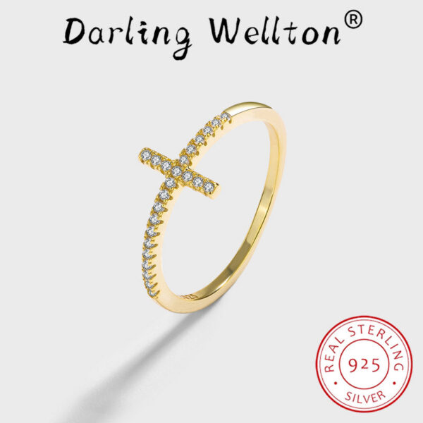 03fd9e9b711a1957 NEW Fashion Gold Cross Full Of Diamonds Couple Ring For Women Original Sterling S Sier Engagement Bridal Gift Jewelry
