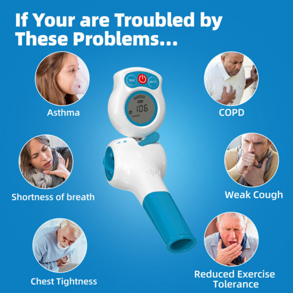 Breathing Exercise Device for Lungs Electric Manometer Lung Exerciser Respiratory Muscle Expander Trainer with Training App