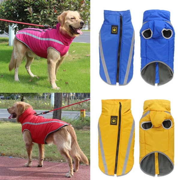0426070a3d0bbb70 Waterproof Clothes for Large Dogs Winter Warm Big Jackets Padded Fleece Pet Coat Safety Reflective Design Dog Clothing