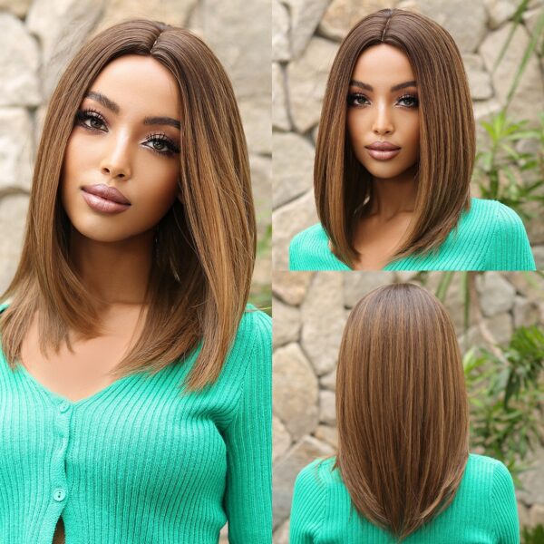 042808d29abe6413 Short Straight Blonde Hair For Black Women Shoulder Length Layered Natural Hairline Synthetic Heat Resistant Wig
