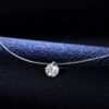 Creative Sier Pendant Female Fishing Line Necklace 1 Carat Moissanite Gift Chain Engagement Wedding Jewelry