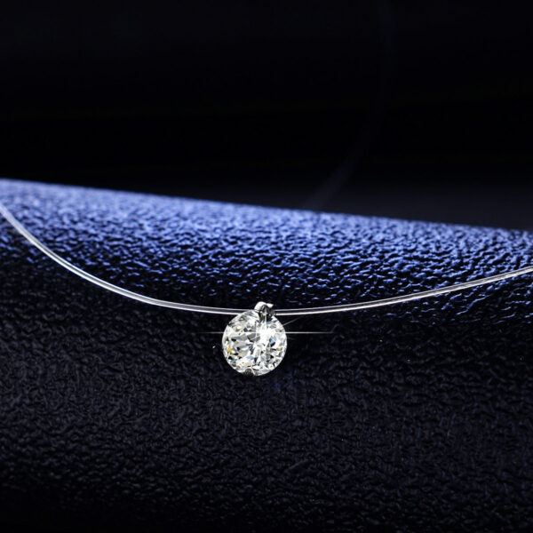 Creative Sier Pendant Female Fishing Line Necklace 1 Carat Moissanite Gift Chain Engagement Wedding Jewelry