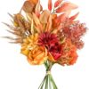 KIRIFLY Artificial Fake Flowers Plants Silk Flower Arrangements Wedding Bouquets Decorations Plastic Floral Table Centerpieces for Home Kitchen Garden Party Décor (Purple White)