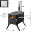 HOPUBUY Wood Stove Hot Tent Stove, Portable Camping Wood Burning Stove for Outdoor Cooking, Small Wood Stove with 7 Stainless Chimney Pipes and Tent Stove Jack