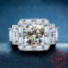 0433783894c4bca4 HOYON Moissanite T Square White Gold Colored Diamond Style Full of 5 Carat Aggressive Men's Ring Party