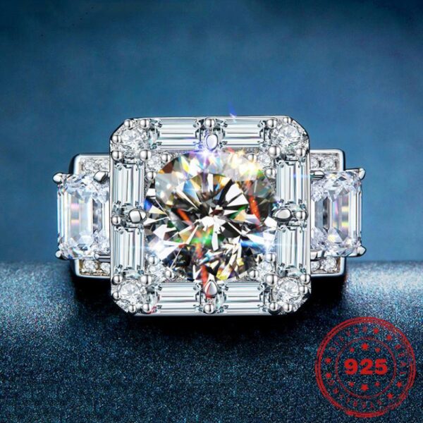 0433783894c4bca4 HOYON Moissanite T Square White Gold Colored Diamond Style Full of 5 Carat Aggressive Men's Ring Party