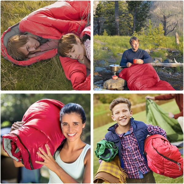 0438eca53aa8dc26 Holdfiturn Sleeping Bags for Adults, Backpacking Lightweight Waterproof Single Sleeping Bag, Rectangular Envelope Sleeping Bag, 3 Seasons of Camping Hiking and Outdoors for Adults & Kids Red