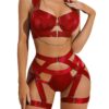 Avidlove for Women Sexy Strappy Underwire Push Up Bra Garter Set Lingerie with Chain