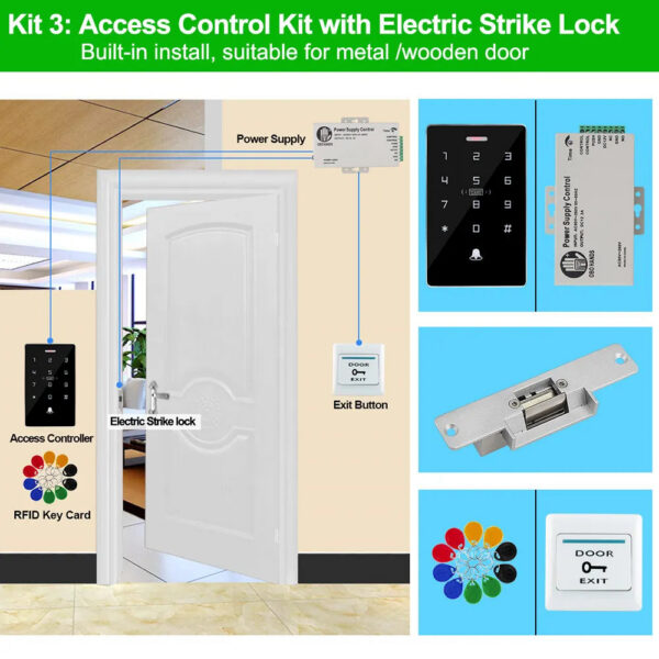 045b230767d0715d Outdoor Access Control System Kit Set Waterproof RFID Keypad 125KHz 13.56MHz NFC + 180KG Electric Magnetic Lock Strike Locks