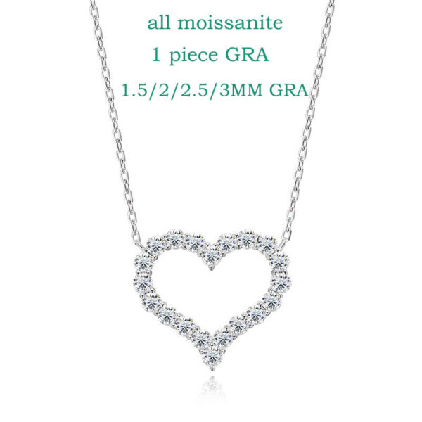 Smyoue 2CT Pass Tested Moissanite Heart Necklace for Women S Sier Plated Platinum Simulated Diamonds Pendant Birthday Gift