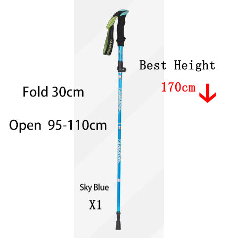 046eac9497075e5a 5-Section Outdoor Fold Trekking Pole Camping Portable Walking Hiking Stick For Nordic Elderly Telescopic Club Easy Put Into Bag