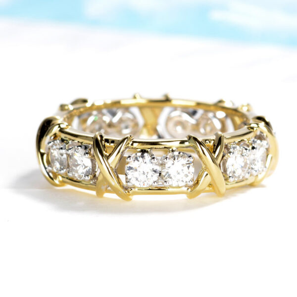 Infinity Eternity 14K Gold Lab Diamond Ring Sterling Sier Engagement Wedding Rings For Women Men Party Finger Band Gift
