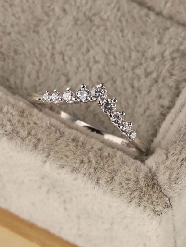 S Sterling Sier Princess Crown Diamond Ring Simple Sen Series Little Fresh Fine Wedding Engagement Birthday Gift