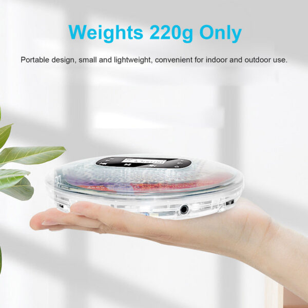 YR-90 Portable with 3.5mm Wired Headphones Small Music Player Support TF Card Digital Display Touch Button CD Walkman