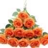 Artificial Rose Flower Dusty Rose Flower Silk Flowers 12 pcs with Long Stem Silk Roses Bouquet for Wedding Bridal Shower Party Home Decoration