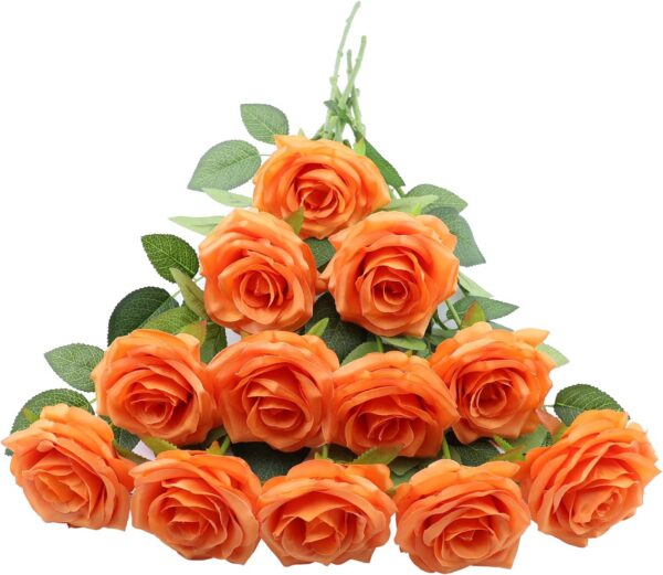 Artificial Rose Flower Dusty Rose Flower Silk Flowers 12 pcs with Long Stem Silk Roses Bouquet for Wedding Bridal Shower Party Home Decoration