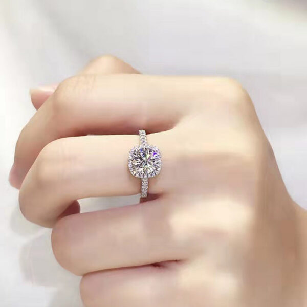 AETEEY Moissanite Diamond Square Ring D Color 1CT 2CT Real Sterling Sier For Women Wedding Fine Jewelry RI018