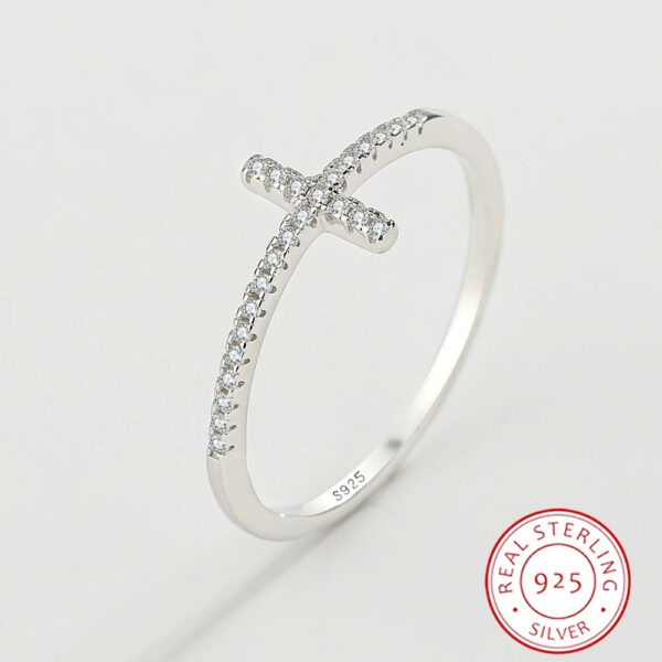 04a3013a7da2145e NEW Exquisite Ring for Women Real S Sier Eternity Cross Zircon Small Diamond Fashion Engagement Party Gifts Jewelry