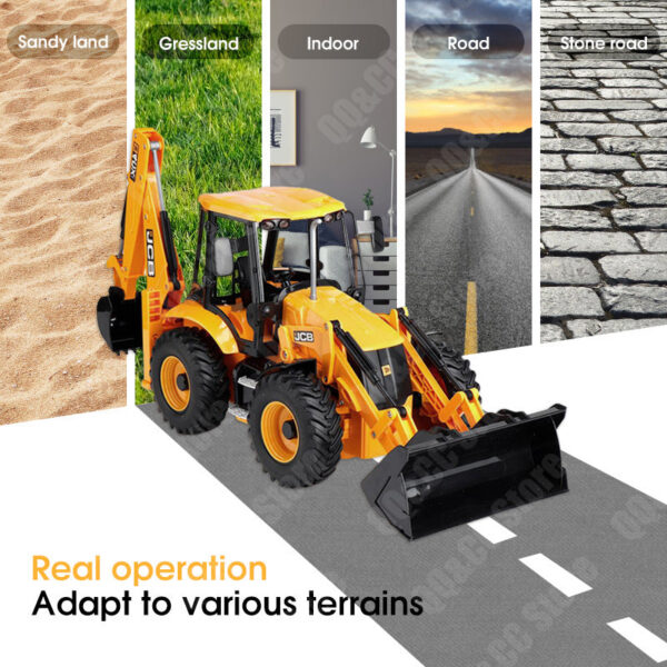 04a60da26a5ec9b6 DOUBLE E E589 RC Backhoe Loader 1:20 Excavator Remote Control Car Engineering Vehicle Truck Model Bulldozer Trailer Toy for Boy