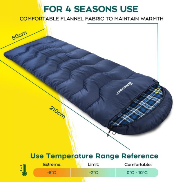 04b8d9a684617c25 Bessport Schlafsack Flannel für Camping 3-4 Jahreszeiten - 10 °C-20°C | Winter Schlafsack Leichtgewichtig, Wasserdicht und Warm für Erwachsene und Kinder,Rucksackreisen,Camping, Wandern und Reisen