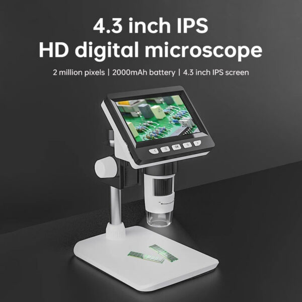 04bf326e69c780df 4.3 Inch Digital 1080P 50-1000x Coin Microsco 2000mAh Soldering Microscope for Electronics Repair PCB PC Laptop