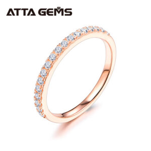 04cfb99db19e05fb ATTAGEMS Rose Gold Plated Diamond Pass Test Round Excellent Cut Total 0.27 CT Moissanite Ring for Girls tail Jewelry