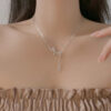 Sterling Sier Hollow Heart Necklace Sparkling Diamond Tassel Pendant Women's Clavicle Chain Wedding Jewelry Accessories