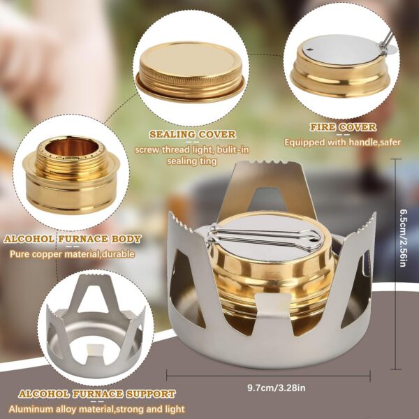 05116ca7171a30bc 2 Pack Mini Alcohol Stoves, Ultralight Portable Spirit Burner Furnace, Camp Stove with Aluminum Stand, Grey Alcohol Fuel Stove for Outdoor Backpacking Hiking Camping Survival Picnic Cooking