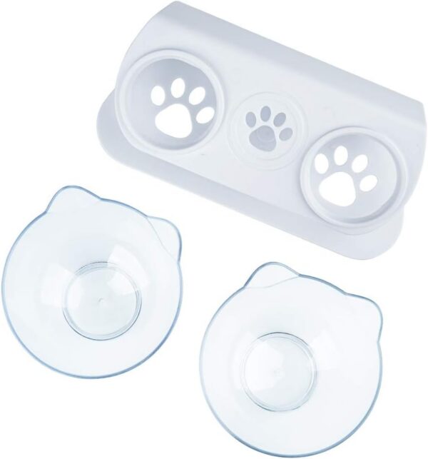 051b06fccdf369fc Cat Food Bowls Elevated Cat Bowls Tilted 15° Plastic Cat Dishes Double Raised Cat Bowl with Non-Slip Rubber Base Stand for Cats (Black)