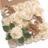YYHUAWU Artificial Flowers Combo Box Set Gradient Color Flower Leaf with Stems for DIY Wedding Bouquets Centerpieces Baby Shower Party Home Decorations Peach