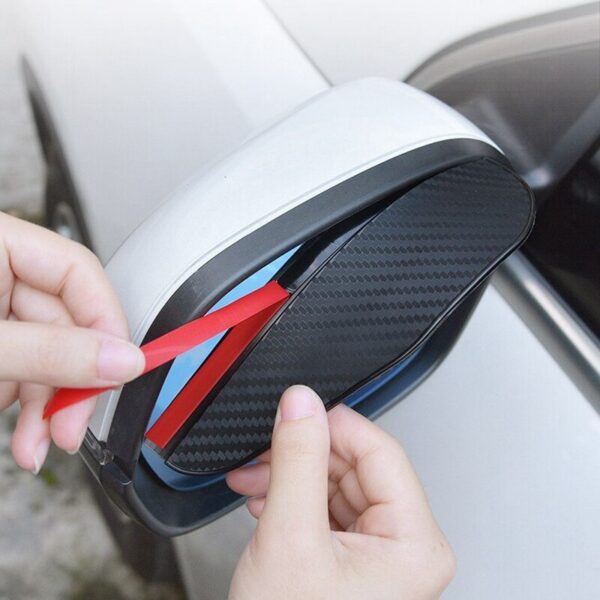 2PCS Rearview Eyebrow Carbon Fiber Pattern Car Universal Reversing Mirror Rain Shield