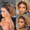 0530f0aba17450be Pixie Cut HaiShort Curly Front Human Hair For Women Brazilian Water Wave Bob Wig 13x1 Transparent Lace Wigs