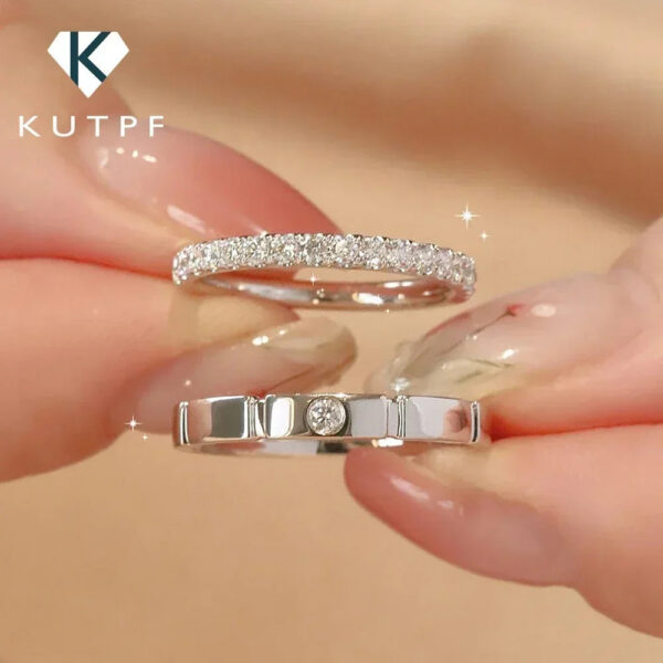 0533ad159d9e39c6 3mm/1.5mm Full Moissanite Diamond Couple Rings Set Sterling Sier Promise Propose Ring Wedding eternity Band for Women Men
