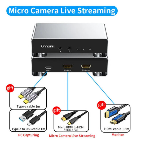 05485c71feb3dfc6 Unnk 2K 120Fps Game Video Capture Card 4K 60Fps Live Streaming Recording for PS5/4 Xbox Switch