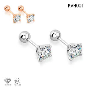 05529f91ecbf5f37 ) 925 Sterling Silver 0.3-1 Carat * 2 Moissanite Four-Claw Screw Earrings Fashion Casual High-End Design Sense Niche Lady