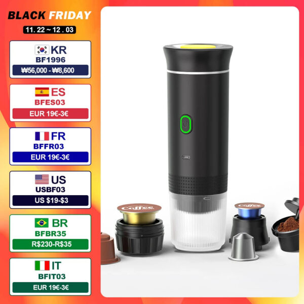 0555f58e86af5a6a Wireless Electric Portable Espresso Coffee Machine for Car & Home Camping Coffee Maker 3-in-1 Capsule Powder Travel Coffee Maker