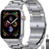 0555ff05e3e3a079 EPULY Compatible with Apple Watch Band 42mm 44mm 45mm 38mm 40mm 41mm, Business Stainless Steel Metal Wristband for iWatch SE & Series 7 6 5 4 3 2 1 for Men Women (Silver, 41mm 40mm 38mm)
