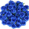 Kesoto 50pcs Black Roses Artificial Flowers Bulk, 1.6 Inch Small Silk Fake Roses Flower Heads for Decoration, Crafts, Wedding Halloween Party Home Decor