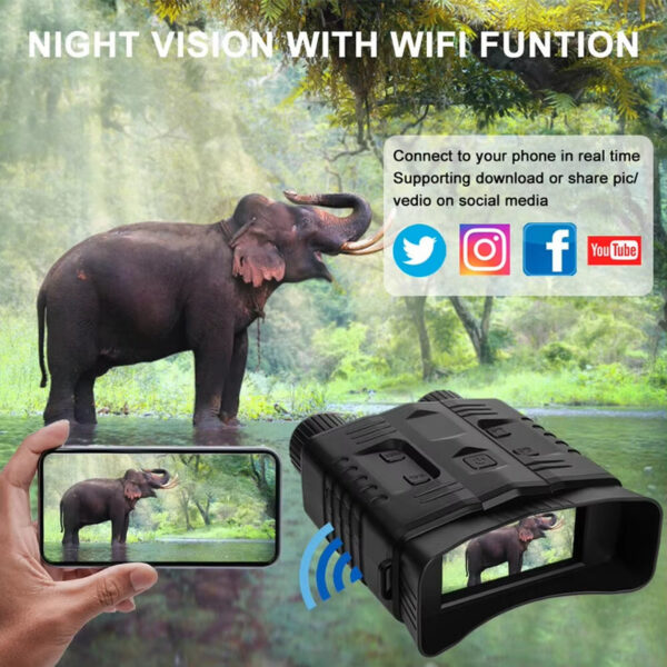 4K Night Vision Binoculars Device 10x Digital 800m Full Dark 8W Infrared WiFi Telescope Goggles For Camping Hunting Video Record