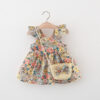 0562fce2f9fbc60c 2Pcs/Set Summer Baby Girl Dress Soft Thin Clothes Fashion Floral Sleeveless Children Clothing 0-3 Y Toddler Beach Dresses + Bag