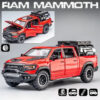 1:32 Dodge RAM Mammoth Pickup Truck Off Road Alloy Model Sound & Light Pull Back Collection Gift For Boys Children Kid
