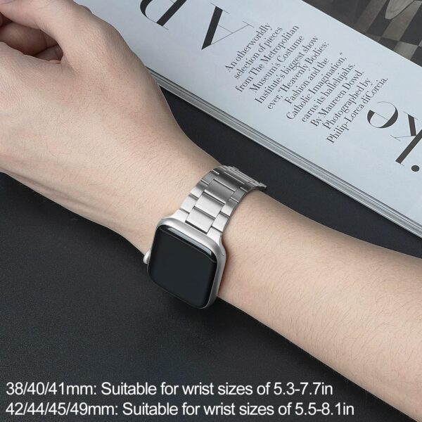 iiteeology Compatible with Apple Watch Band 49mm 45mm 44mm, Upgraded Solid Business Stainless Steel Band for Apple iWatch Series 9/8/7/Ultra,Silver