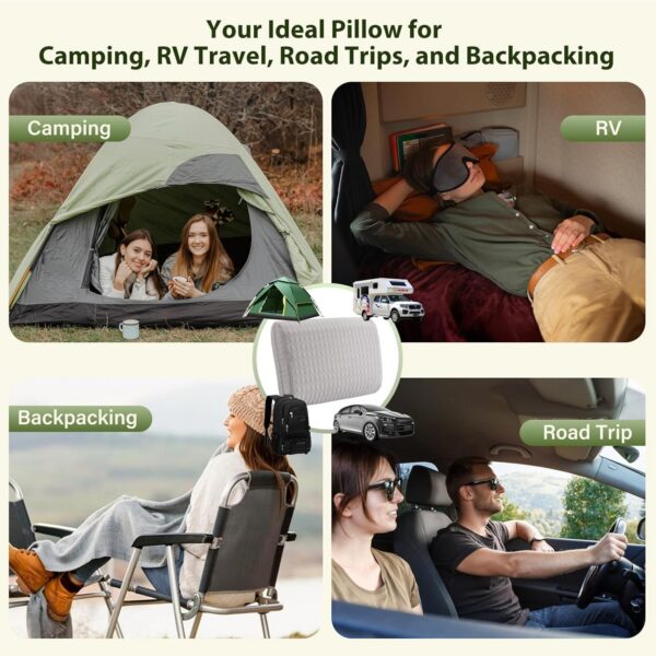 0582ac79949663c7 ENITYA Camping Pillow with Washable Cover - Travel Essentials, Memory Foam Backpacking Pillow, Portable for Camping, Air Travel, Hiking, Beach, Hammock, Medium(Grey)