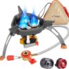 WADEO 7200W Windproof Camping Stove, Camping Gas Stove with Piezo Ignition, Two Fuel Canister Adapter, Carry Case, Portable Stove, Backpacking Stove for Outdoor Backpacking Hiking and Picnic