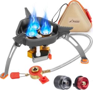 058bbc9e40f690e8 WADEO 7200W Windproof Camping Stove, Camping Gas Stove with Piezo Ignition, Two Fuel Canister Adapter, Carry Case, Portable Stove, Backpacking Stove for Outdoor Backpacking Hiking and Picnic