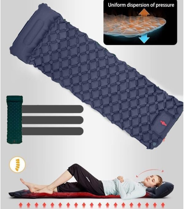 Coziya Matelas, Camping-Matratze, 5 cm Ultraleichte Aufblasbare Camping-Matratze, Aufblasbares Schlafpad Mit Eingebauten Kissen, Zum Campen, Reisen, Zuhause, BüRo,Blue