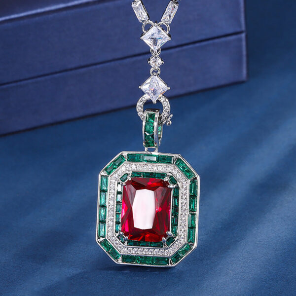 05a21c74ef9e0c91 Charms Vintage 12*16mm Emerald Ruby Pendant Chain Necklaces for Women Gemstone Lab Diamond tail Party Fine Jewelry Lady Gift