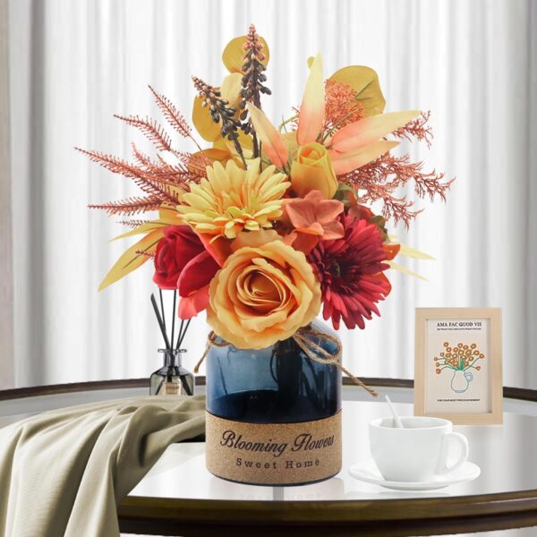 Faux Flowers in Vase,Artificial Flowers in Vase,Table Centerpieces for Dining Room,Flower Centerpieces for Tables,Fake Flowers with Vase,Kitchen Table Decor,Coffee Table Decor