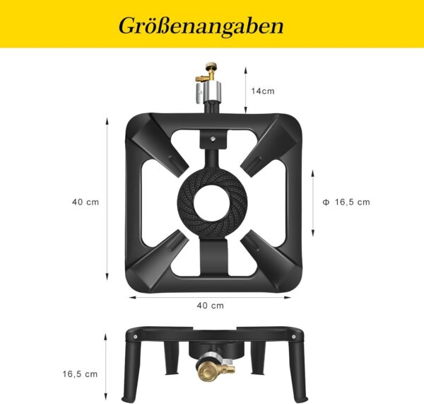 05aae9f8bca3854d BACOENG Hockerkocher Gas 10KW, 4 Fuß Wok Campingkocher Inklusive 1.5 m Schlauch und 50 mbar Druckregler, 4-beiniger Gaskocher Camping Für Camping und Outdoor