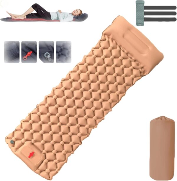05ac446799efd5b0 Coziya Matelas, Portable Waterproof Sleeping Pad, Ultralight Inflatable Camping Mattress, Built-in Pillow and Anti-Slip Design, for Camping, Travel, Home, Office (Navy Blue)